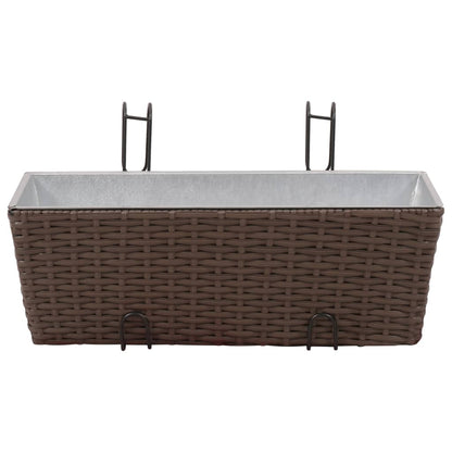 Fioriera Trapezoidale in Rattan 2 pz 50 cm per Balcone Marrone