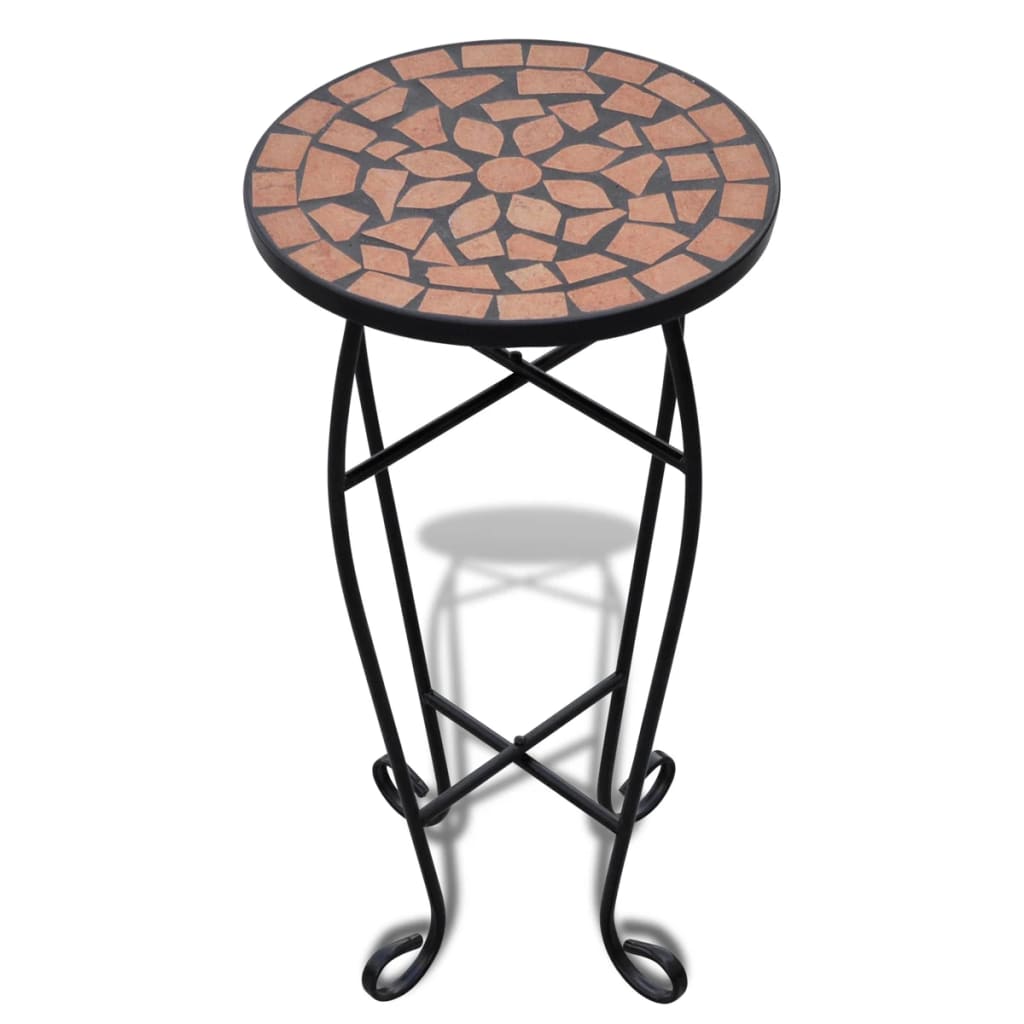 Tavolino per Piante con Mosaico Terracotta