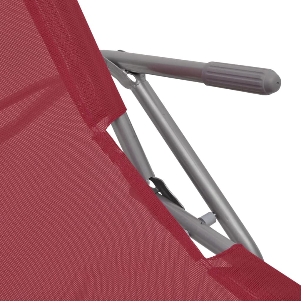 Lettini Prendisole 2 pz con Telaio in Acciaio e Textilene Rosso