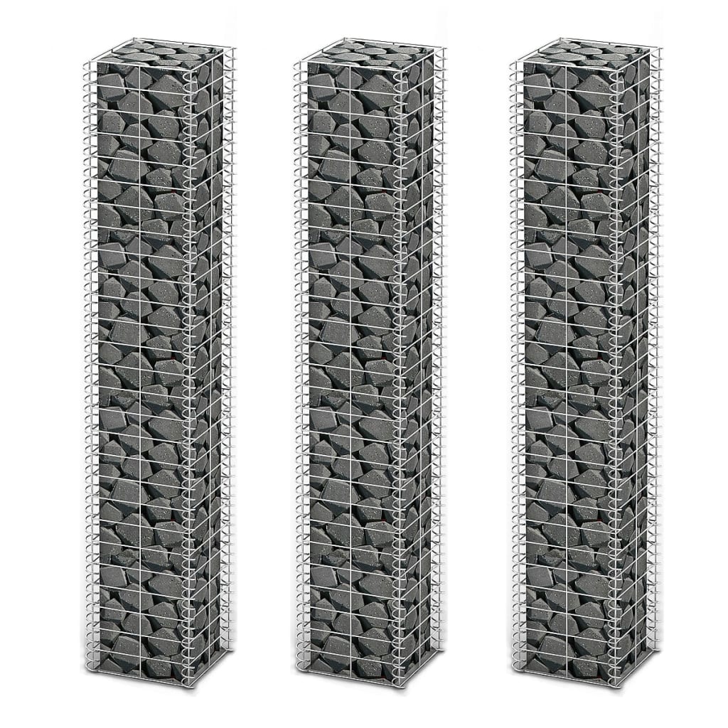 Set Gabbione 3 pz in Filo Zincato 25 x 25 x 150 cm