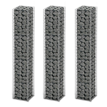Set Gabbione 3 pz in Filo Zincato 25 x 25 x 150 cm