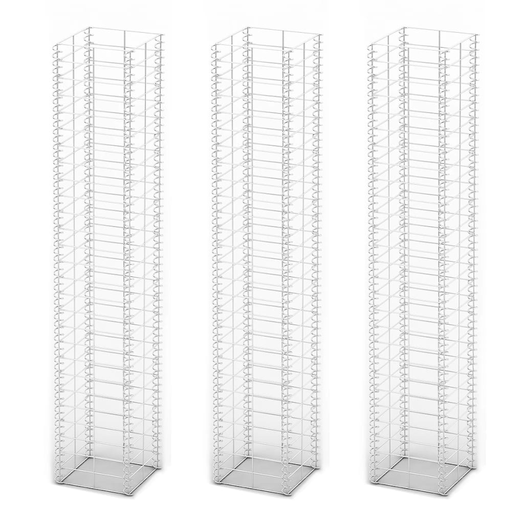 Set Gabbione 3 pz in Filo Zincato 25 x 25 x 150 cm