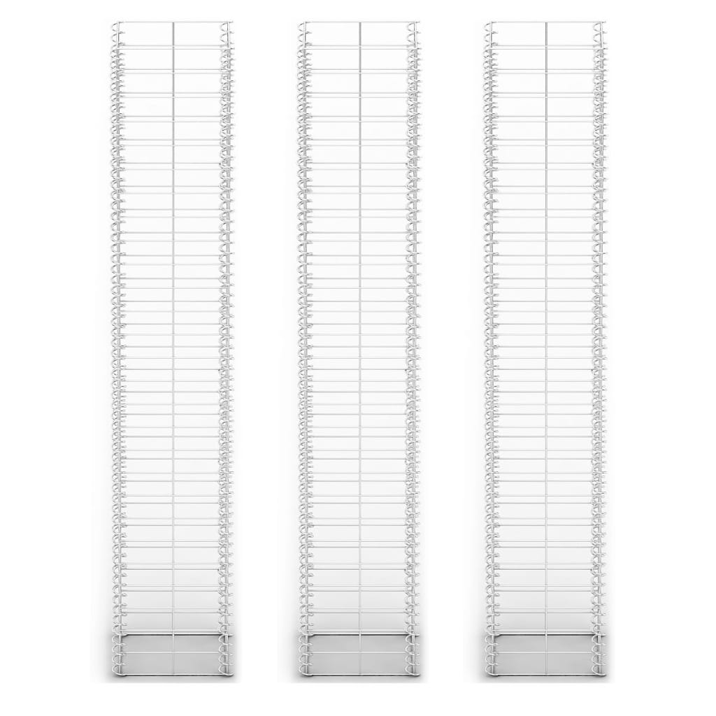 Set Gabbione 3 pz in Filo Zincato 25 x 25 x 150 cm