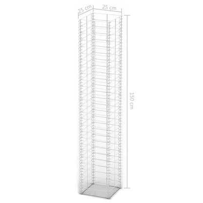 Set Gabbione 3 pz in Filo Zincato 25 x 25 x 150 cm
