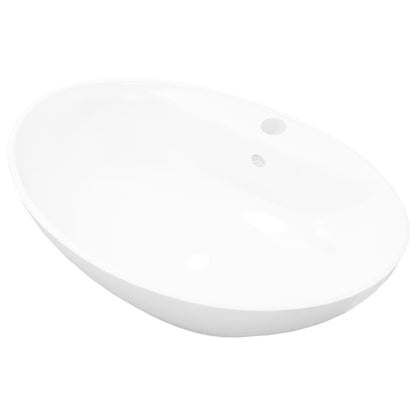 Lavabo Ceramica Lusso Ovale Foro di Scarico e Foro Rubinetto
