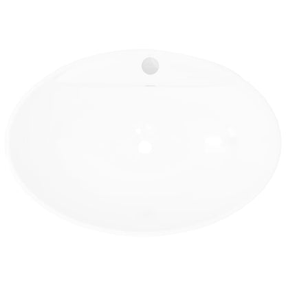 Lavabo Ceramica Lusso Ovale Foro di Scarico e Foro Rubinetto