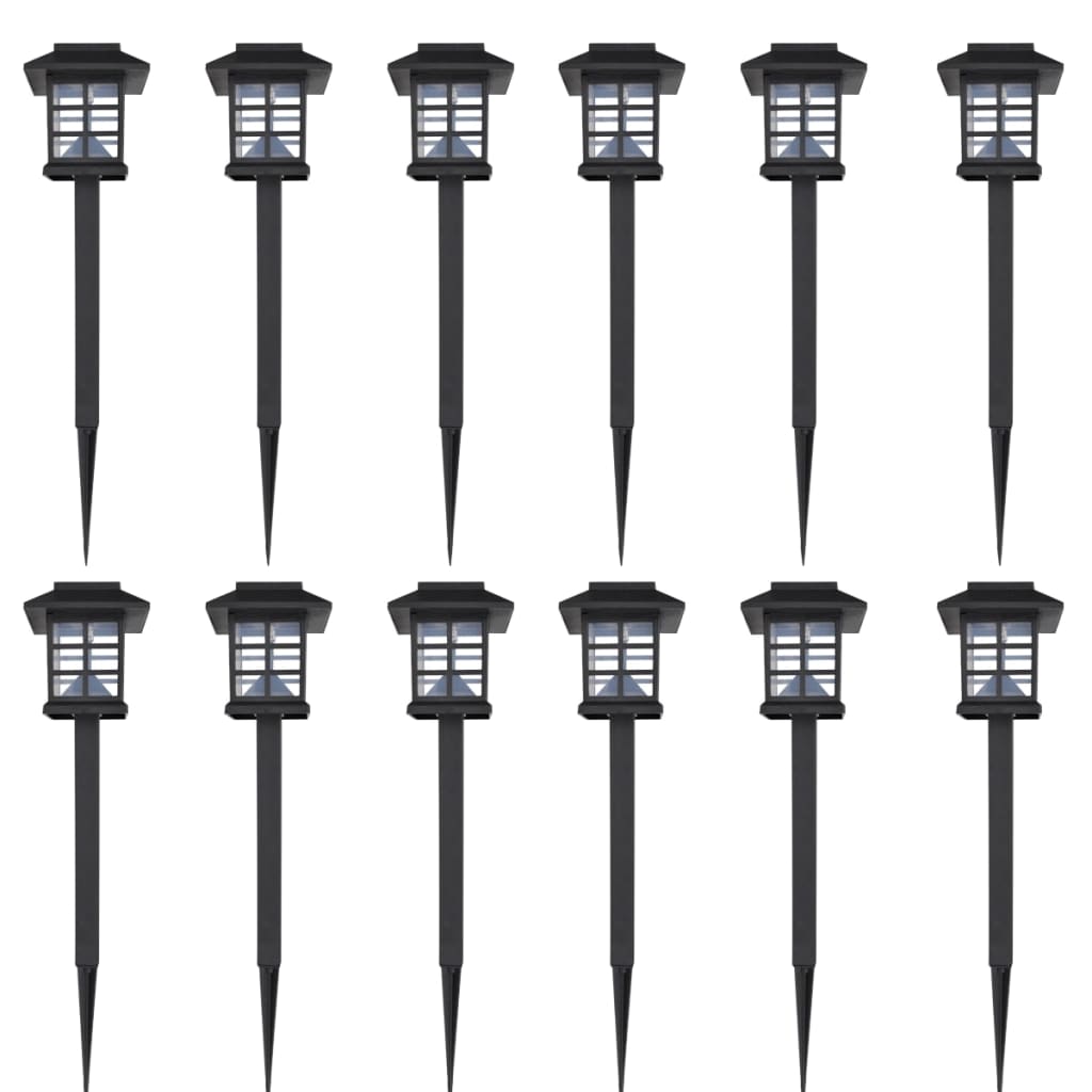 Luce esterna Lampada solare a LED 12 pz con spuntone 8,6 x 8,6 x 38 cm