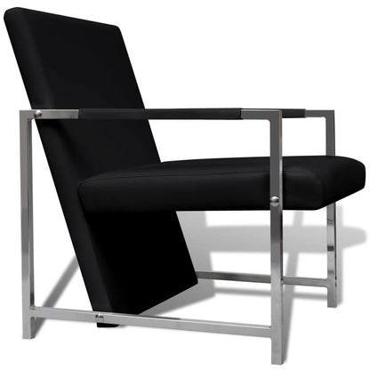 Poltrone 2 pz con Telaio Cromato Nere in Similpelle