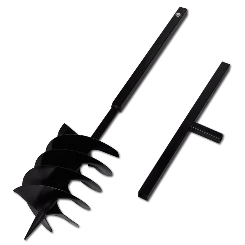 Trapano da Terra Maniglia Auger 200 mm Tre Spirali Acciaio Nero