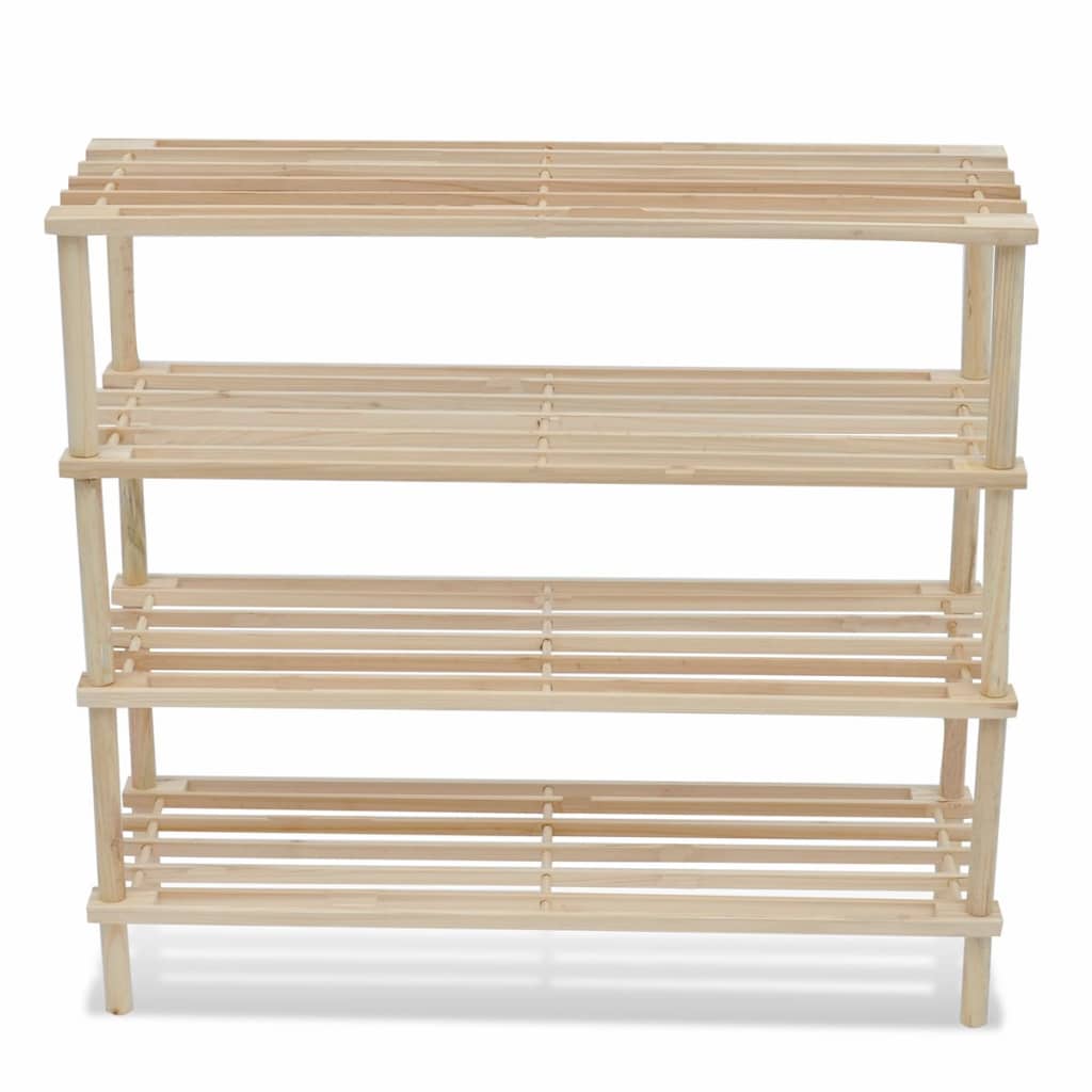 Scarpiere a 4 Livelli 2 pz in Legno Massello di Abete