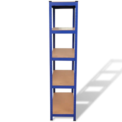 Mensola 5 Strati Blu in Acciaio e Legno Multistrato