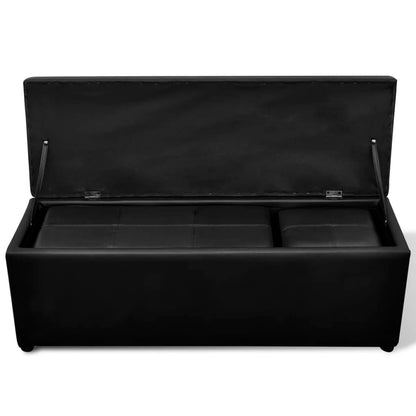 Set Cassapanche e Poggiapiedi in Pelle Artificiale Nero