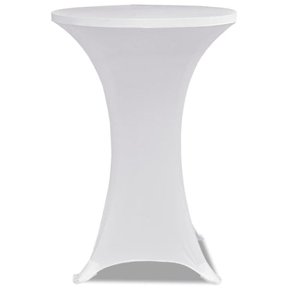 Copritavolo ?60 cm Bianco Tessuto elasticizzato 2 pezzi