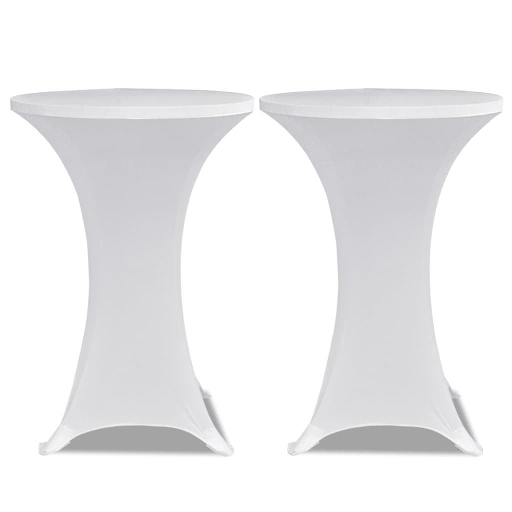 Copritavolo ?80 cm Bianco Tessuto elasticizzato 2 pezzi