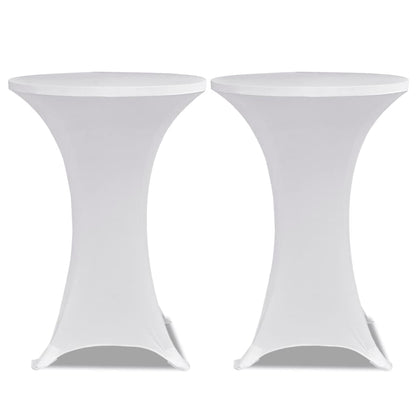 Copritavolo ?80 cm Bianco Tessuto elasticizzato 2 pezzi