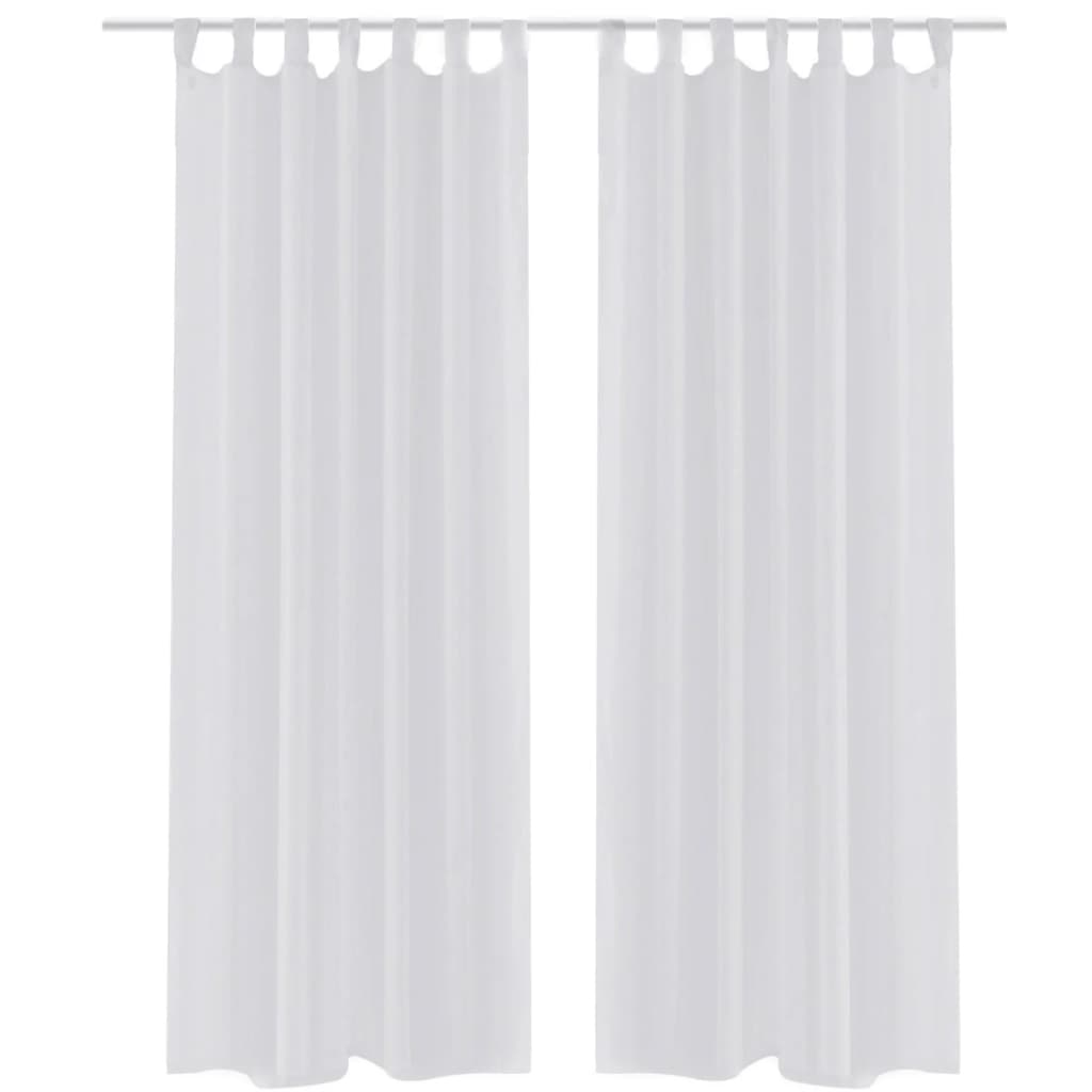 Tenda Trasparente di Voile Bianca 140 x 175 cm 2 pz