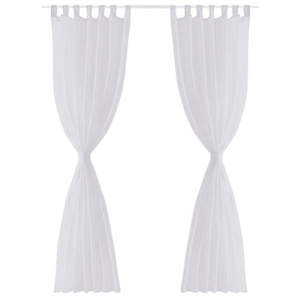 Tenda Trasparente di Voile Bianca 140 x 175 cm 2 pz