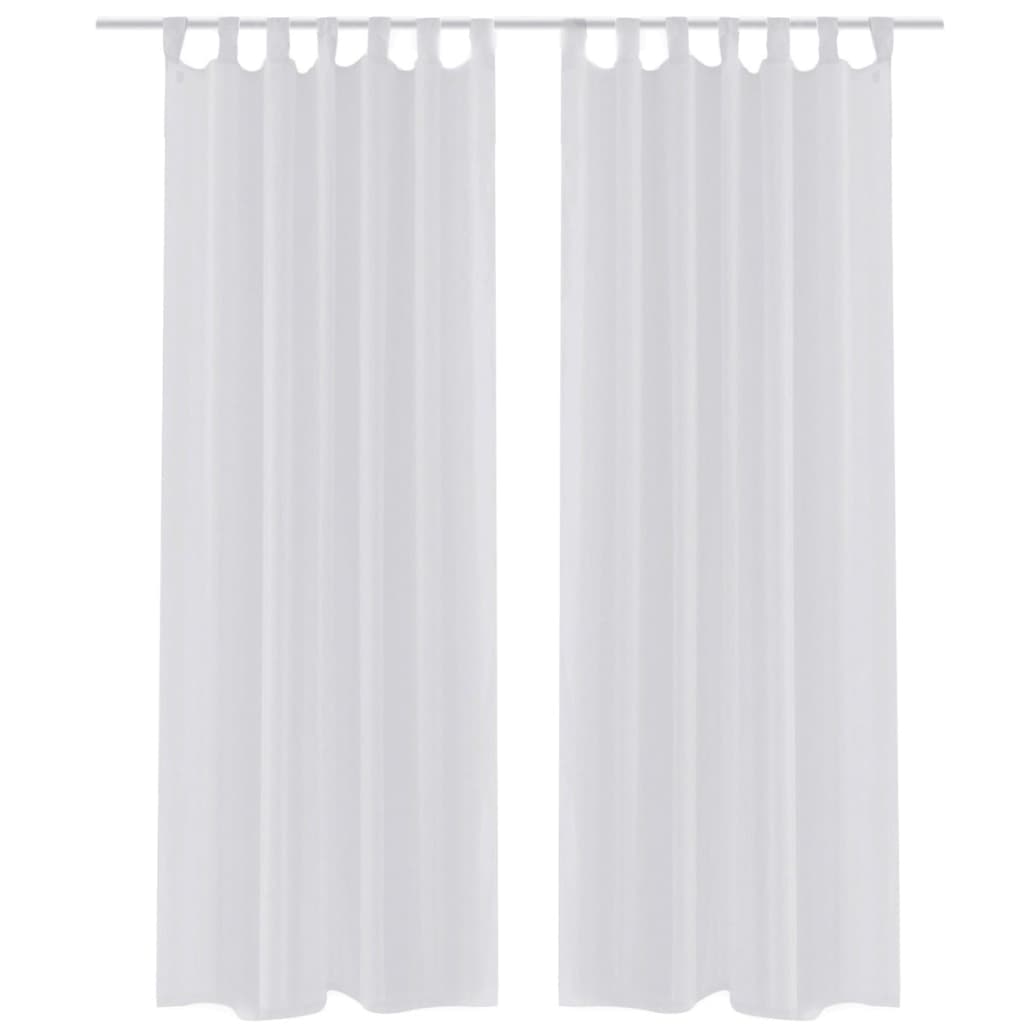 Tende Trasparenti di Voile Bianco 140 x 245 cm 2 pz