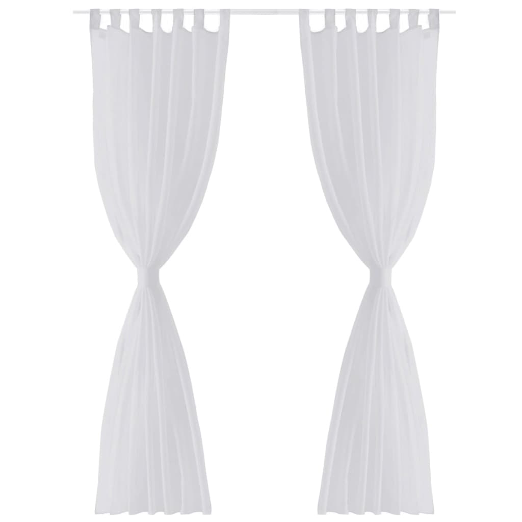 Tende Trasparenti di Voile Bianco 140 x 245 cm 2 pz