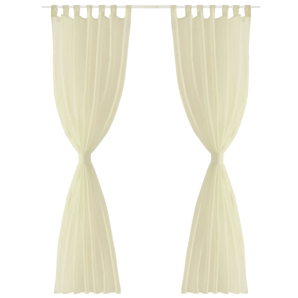 Tenda Trasparente Colore Crema 140 x 225 cm 2 pezzi