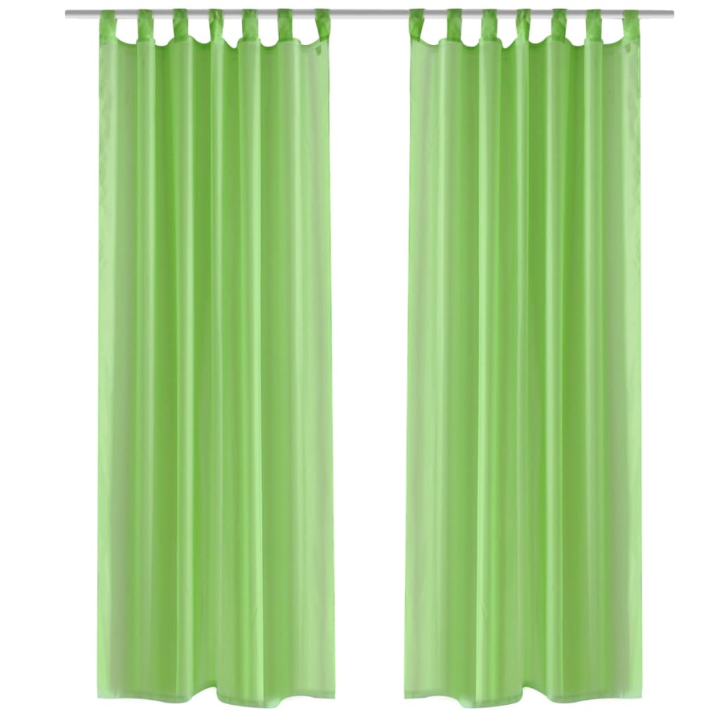 Tende Trasparenti 2 pz Verde Mela 140 x 175 cm