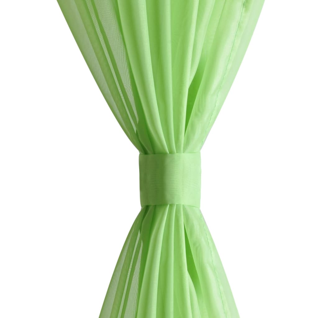 Tende Trasparenti 2 pz Verde Mela 140 x 175 cm