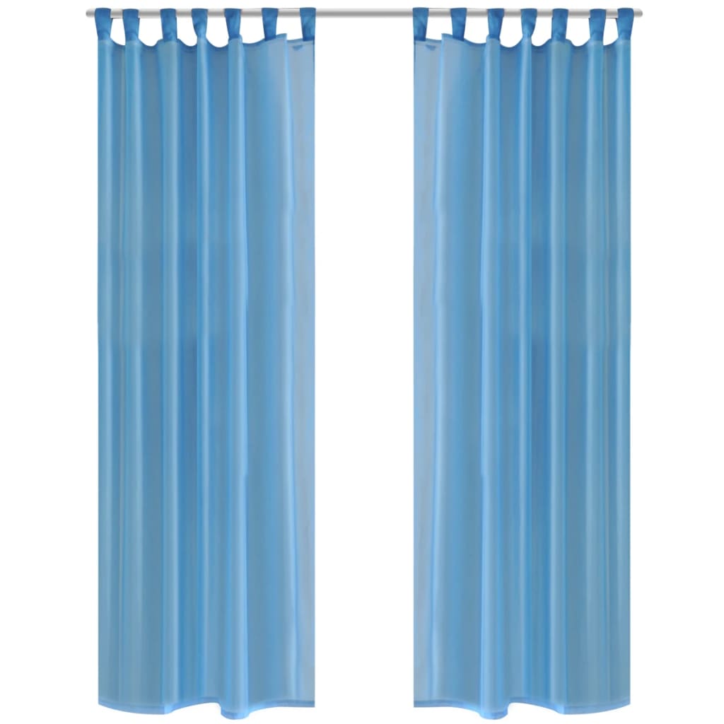 Tende Trasparenti 2 pz Turchese 140 x 225 cm