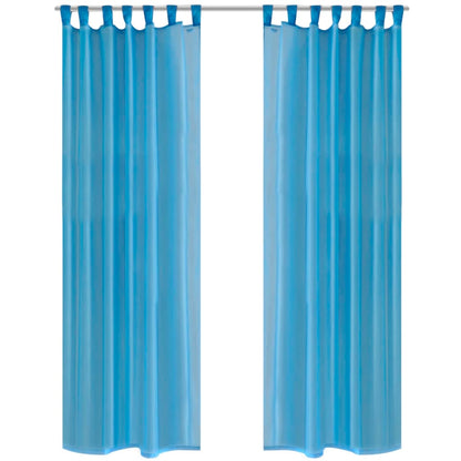Tende Trasparenti 2 pz Turchese 140 x 225 cm