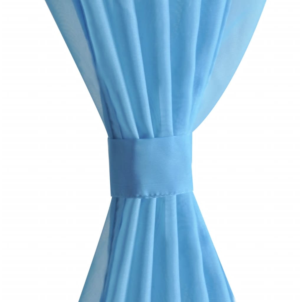 Tende Trasparenti 2 pz Turchese 140 x 225 cm