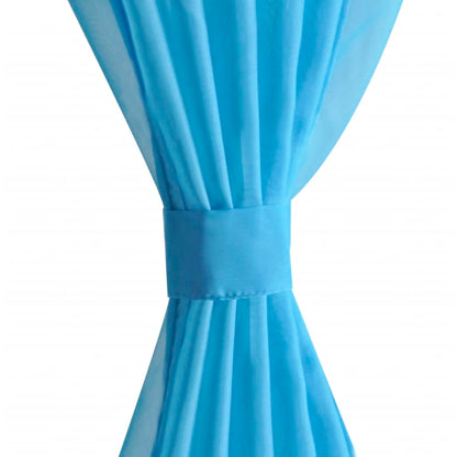 Tende Trasparenti 2 pz Turchese 140 x 225 cm