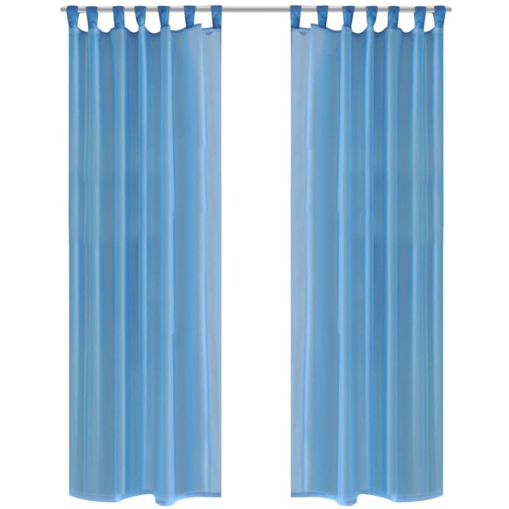 Tende Trasparenti 2 pz Turchese 140 x 245 cm