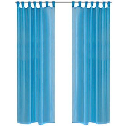 Tende Trasparenti 2 pz Turchese 140 x 245 cm
