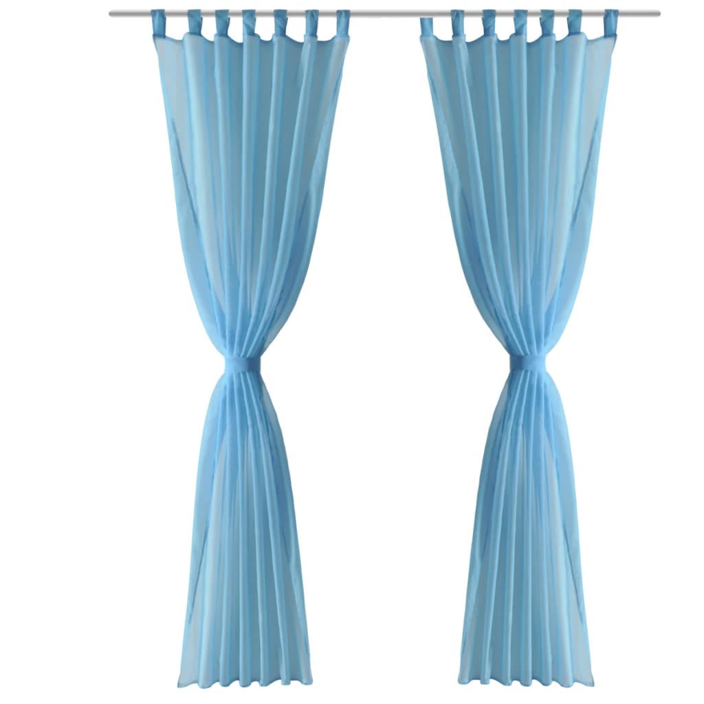 Tende Trasparenti 2 pz Turchese 140 x 245 cm