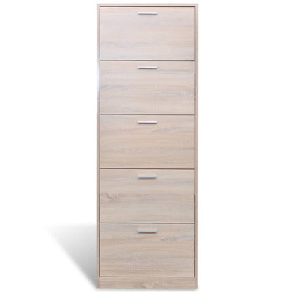 Scarpiera in Legno Effetto Rovere con 5 Scomparti