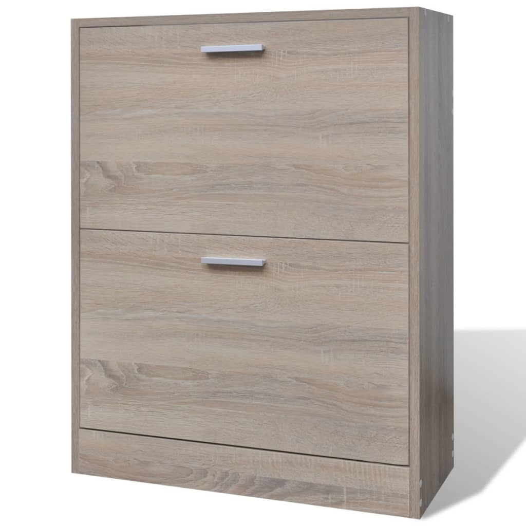 Scarpiera in Legno Effetto Rovere con 2 Scomparti