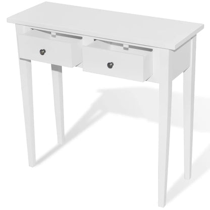 Tavolo Consolle da Trucco con 2 Cassetti Bianco