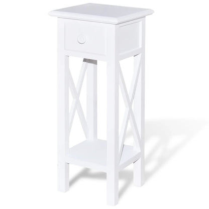 Tavolino Laterale con Cassetto Bianco