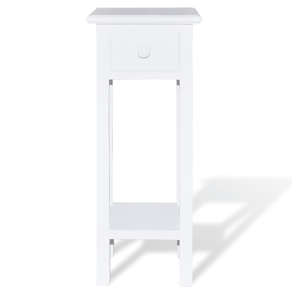Tavolino Laterale con Cassetto Bianco