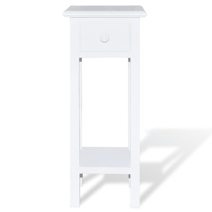 Tavolino Laterale con Cassetto Bianco