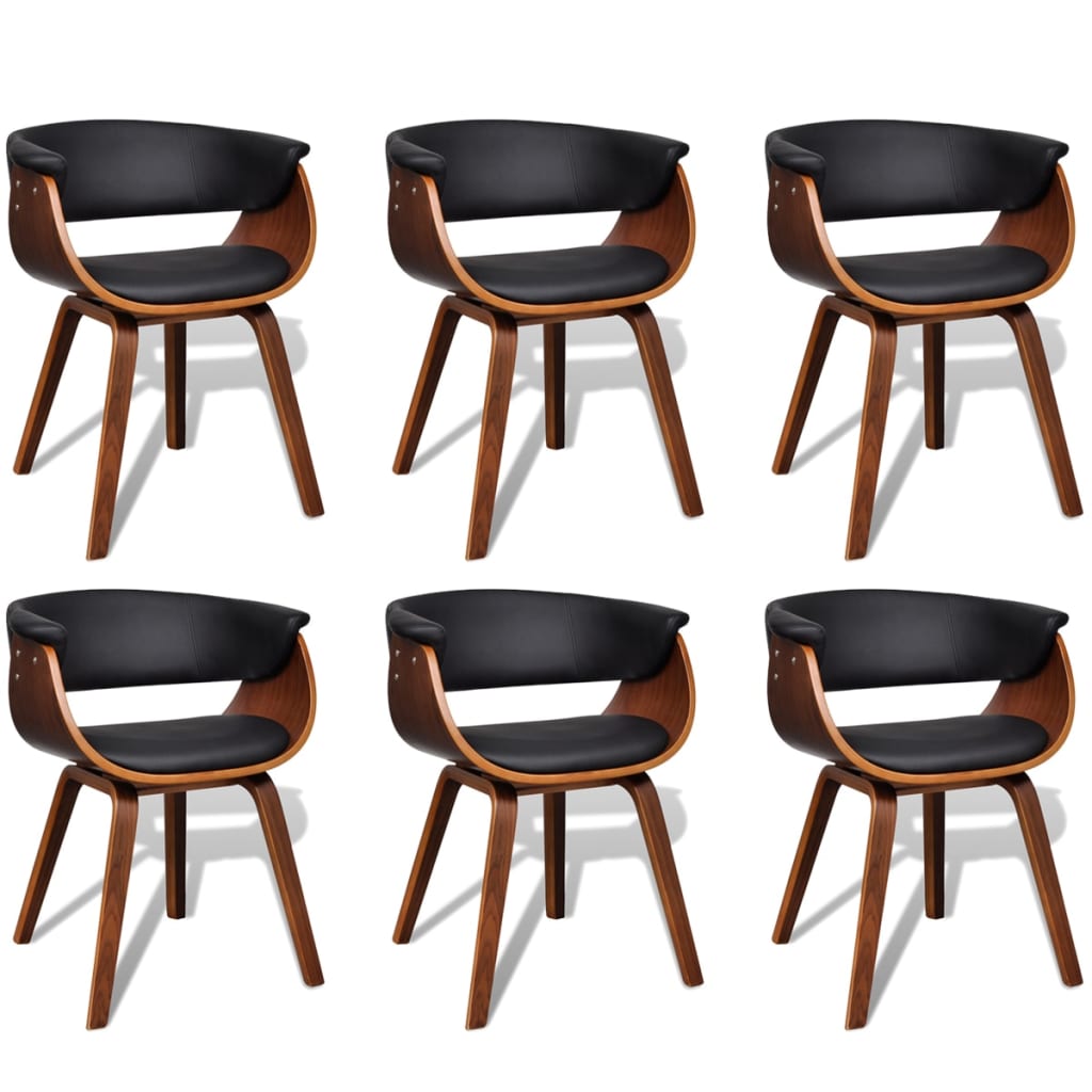 Sedie da Pranzo 6 pz in Legno Piegato e Similpelle