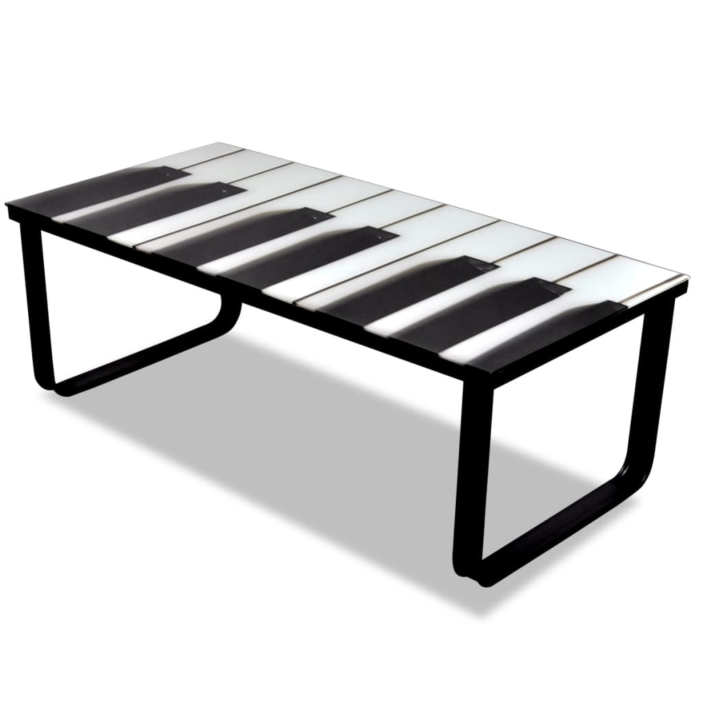Tavolino da Salotto con Piano in Vetro con Stampa Pianoforte