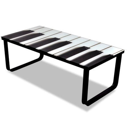 Tavolino da Salotto con Piano in Vetro con Stampa Pianoforte
