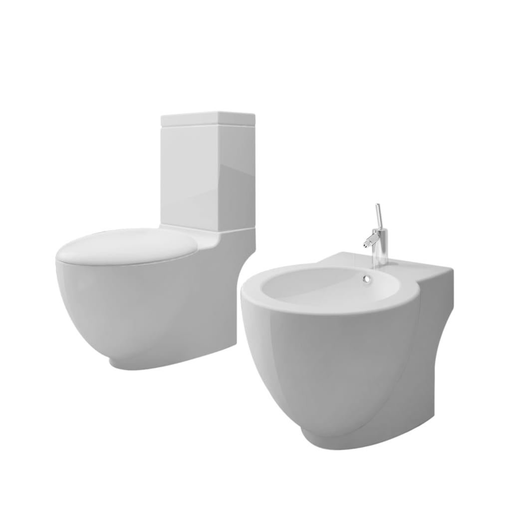 Set Toilette e BidÃƒÂ¨ in Ceramica Bianca
