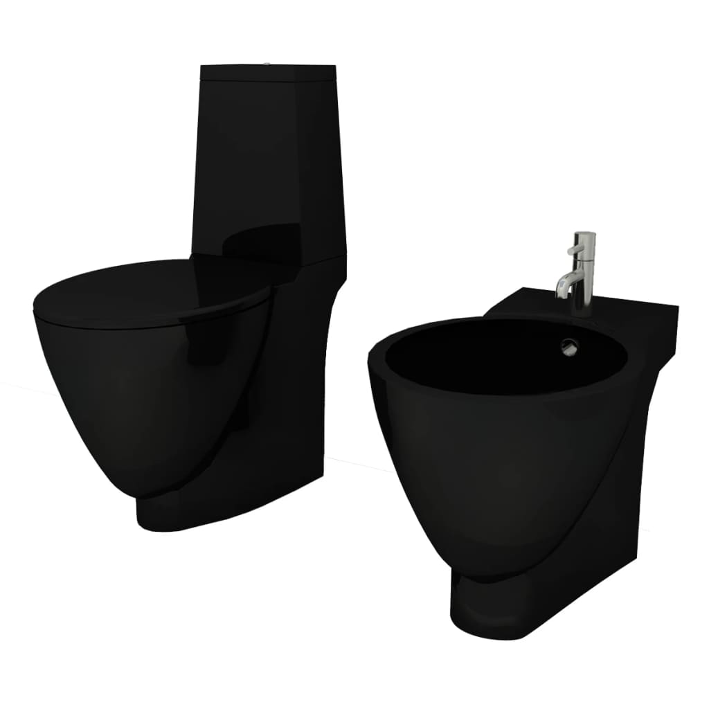 Set Toilette e BidÃ¨ in Ceramica Nero