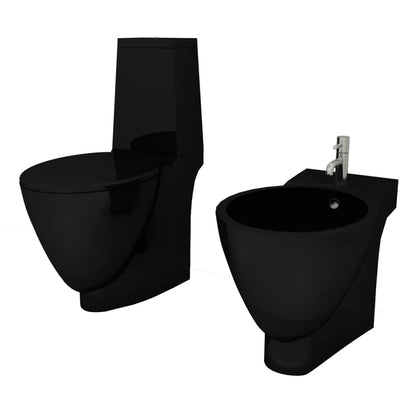 Set Toilette e BidÃ¨ in Ceramica Nero