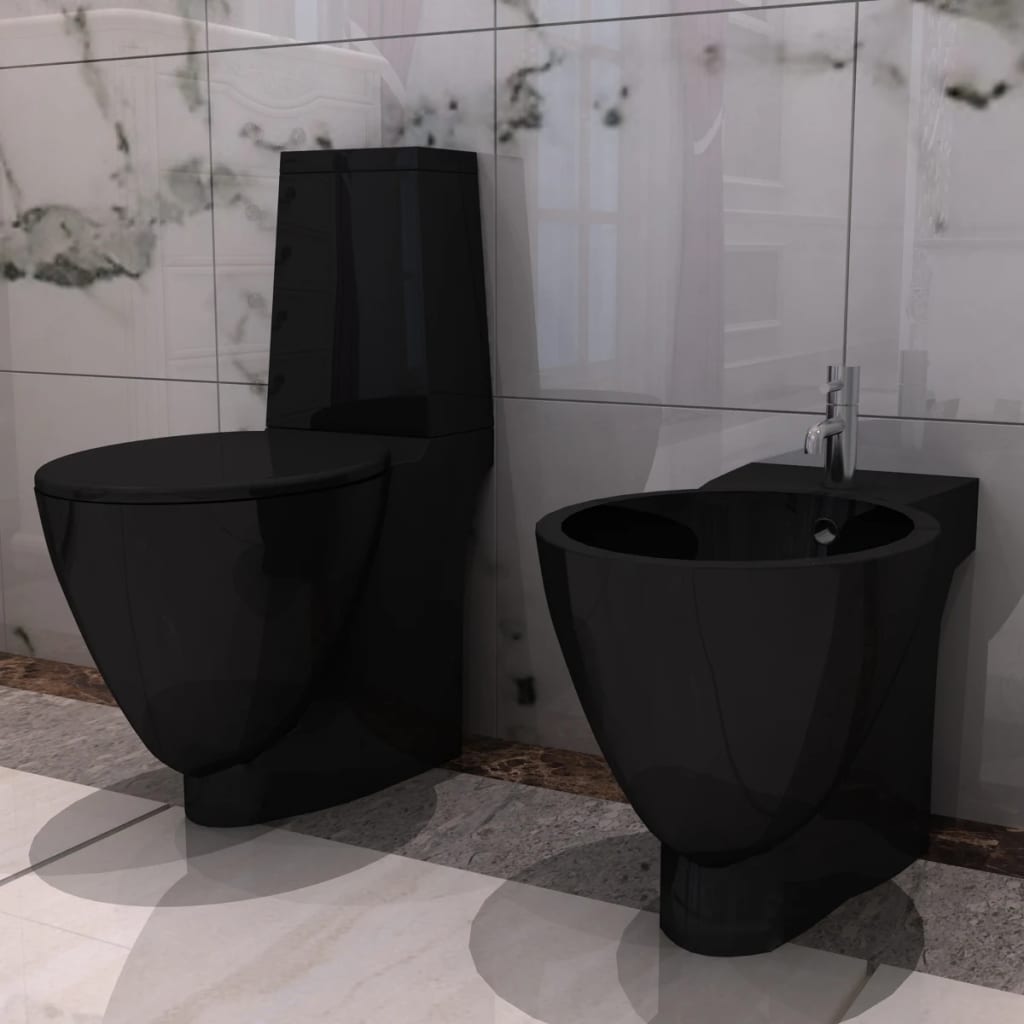 Set Toilette e BidÃ¨ in Ceramica Nero