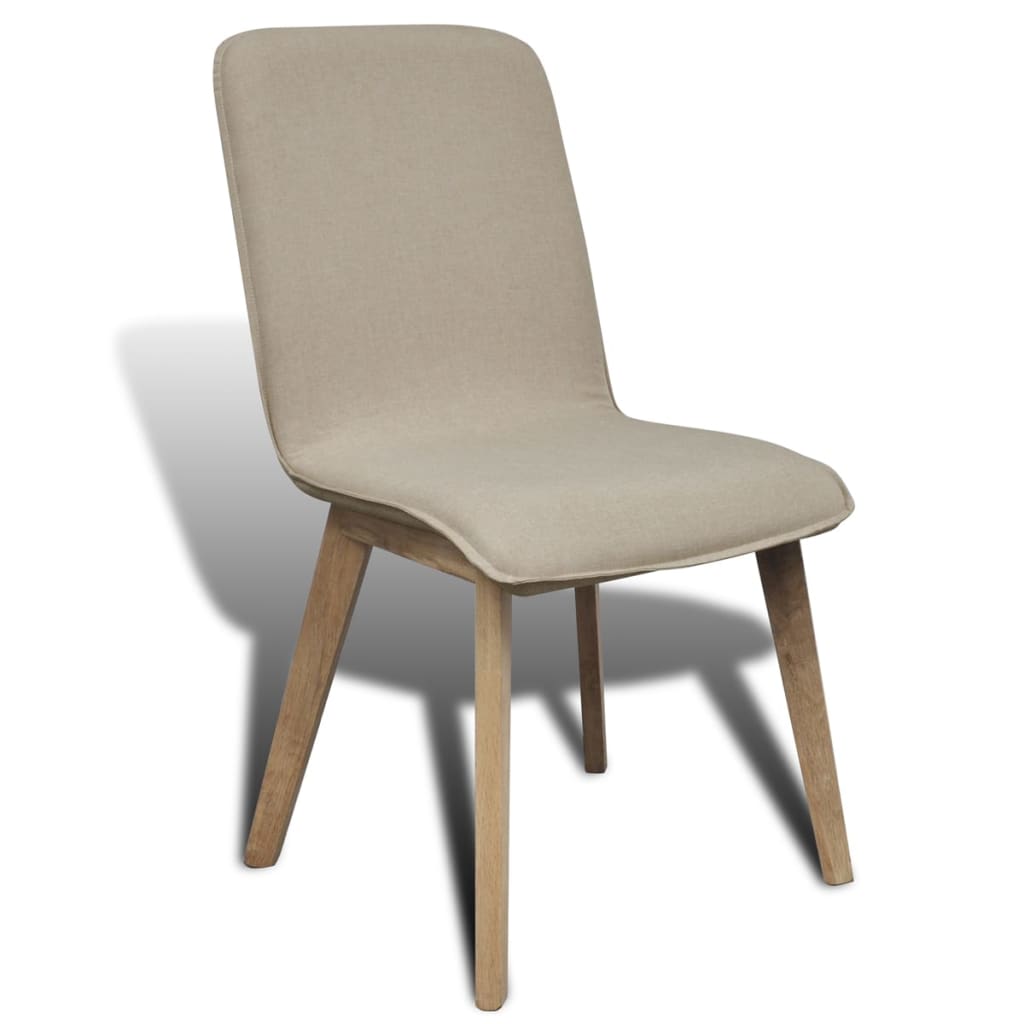 Sedie da Pranzo 6 pz Beige in Tessuto e Massello di Rovere