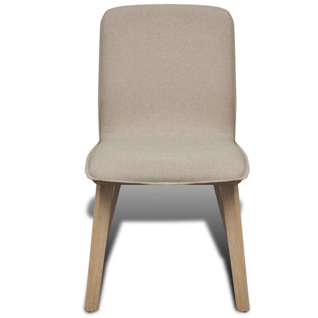 Sedie da Pranzo 6 pz Beige in Tessuto e Massello di Rovere