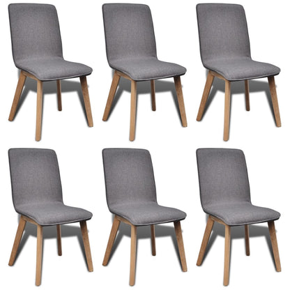 Sedie da Pranzo 6 pz Grigio Chiaro Tessuto e Massello di Rovere