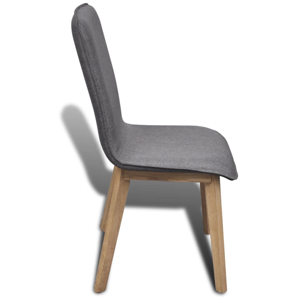 Sedie da Pranzo 6 pz Grigio Chiaro Tessuto e Massello di Rovere